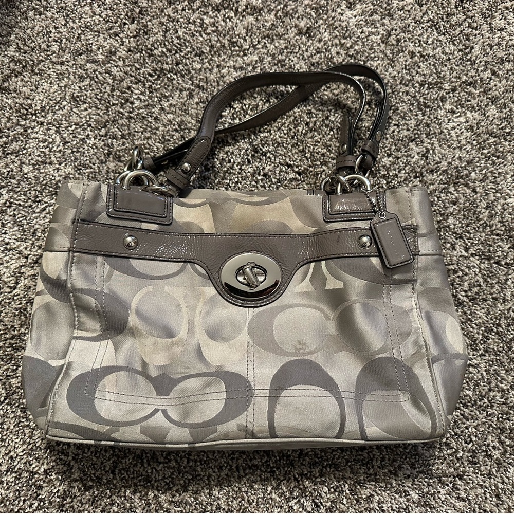 Coach Gray Signature Tote Bag